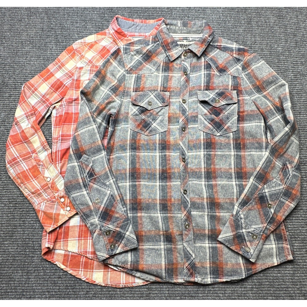 BKE Vintage Button Up Shirt Mens Small Multi Color Plaid Western Flannel
